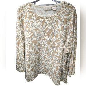 Studio Works Abstract Print Scoop Neck Sweater Sz 3X